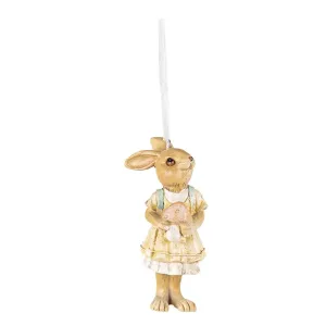 Závěsná dekorace králičí slečna v sukni a brašnou - 4*4*11 cm 6PR3843