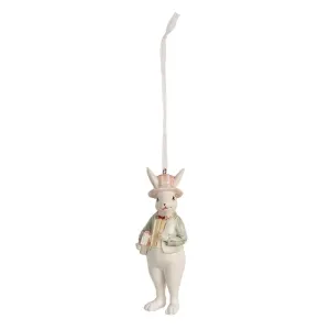 Závěsná ozdobná dekorace králík v saku s knihou - 4*4*10 cm 6PR4989