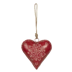 Závěsná plechová dekorace červené srdce - 16*4*16 cm 6Y3717