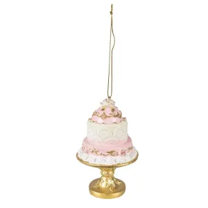 Závěsná růžovo-zlatá dekorace dort - Ø 7*11 cm 6PR3870