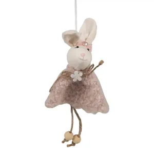 Závěsný velikonoční králíček s růžovými šaty Magiccal - 8*3*16 cm 65352
