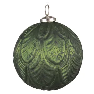 Zelená antik skleněná vánoční ozdoba koule - Ø 12*12 cm 6GL3738