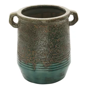 Zelný keramický květináč/váza s uchy Aylin - Ø 16*19 cm 6CE1333