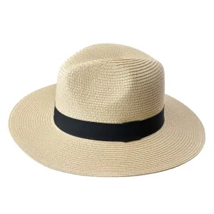 Béžový dámský sluneční klobouk se zdobnou stuhou JZHA0083BE