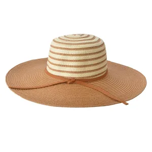 Hnědo přírodní klobouk s proužky a mašlí - Ø 58 cm JZHA0034