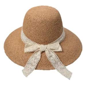 Hnědý dámský klobouk s mašlí  JZHA0110