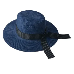 Modrý klobouk s bílo černou stuhou - 35*34 cm JZHA0053BL