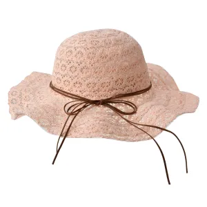 Růžový sluneční dětský klobouk v háčkovaném stylu - 52 cm MLLLHA0001P