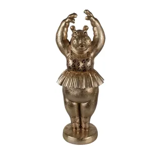 Zlatá antik dekorace socha hrošice Ballerina Hippo - 23*23*64 cm 5PR0117