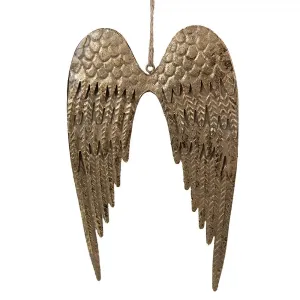 Zlatá antik dekorativní závěsná křídla M - 19*13 cm 6Y5553M