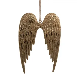 Zlatá antik dekorativní závěsná křídla S - 14*9 cm 6Y5553S