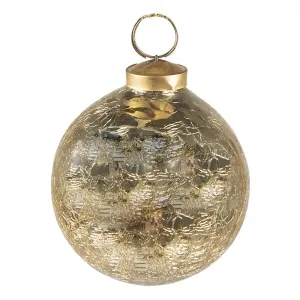 Zlatá vánoční skleněná ozdoba koule s popraskanou strukturou - Ø 9*10 cm 6GL3845