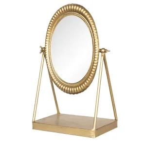 Zlaté antik kovové kosmetické zrcadlo Vioni - 23*13*35 cm 62S158