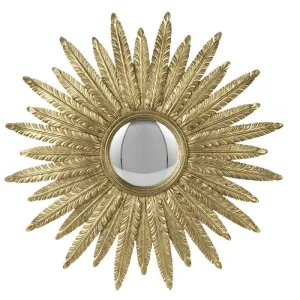 Zlaté antik nástěnné vypouklé dekorační zrcadlo - Ø 38*2 cm 62S253