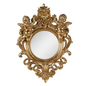 Zlaté antik nástěnné zrcadlo s andílky - 37*7*52 cm 62S271