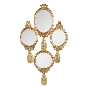 Zlaté antik nástěnné zrcadlo složené ze zrcátek - 28*2*49 cm 62S265