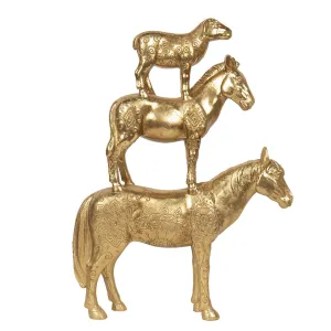 Zlaté dekorační sousoší koňů Cheval - 30*8*40 cm 6PR2854