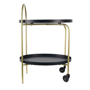 Zlato-černý odkládací pojízdný stolek Leyla - 48*38*67 cm 64901