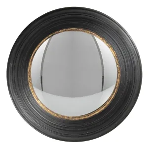 Vypouklé zrcadlo Beneoit s černým rámem se zlatou linkou – Ø 34 cm 62S199