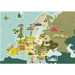 Clementoni Puzzle Prozkoumej mapu: Evropské země 250 dílků