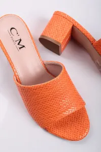 Oranžové pantofle na hrubém podpatku Jacey