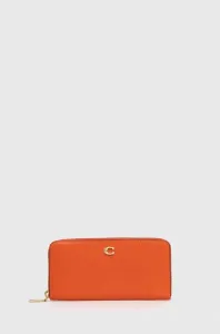 Kožená peněženka Coach oranžová barva #4866441