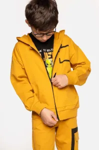 Dětská bavlněná mikina Coccodrillo žlutá barva, s kapucí, hladká