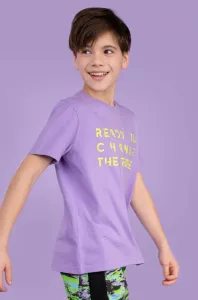 Dětské bavlněné tričko Coccodrillo fialová barva, s potiskem
