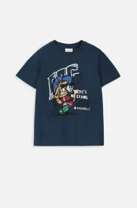 Dětské bavlněné tričko Coccodrillo tmavomodrá barva, s potiskem