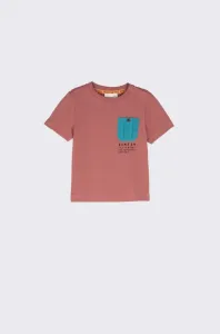 Dětské bavlněné tričko Coccodrillo vínová barva, s potiskem #4913579