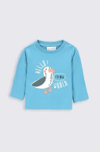 Kojenecké tričko s dlouhým rukávem Coccodrillo tyrkysová barva, s potiskem