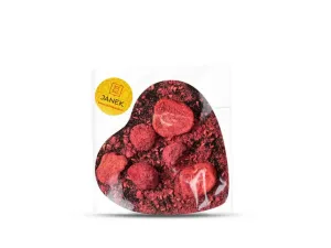 Čokoládovna Janek Velké hořké čokoládové srdíčko s lyofilizovanými jahodami a malinami 60 g #1155495