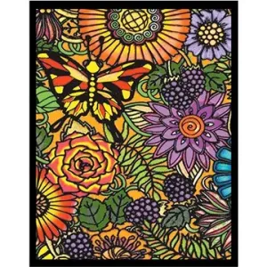 Colorvelvet Sametový obrázek Motýl s květinami