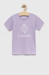 Dětské bavlněné tričko Columbia Mission Lake Short Sleeve Graphic Shirt fialová barva