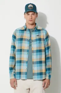 Košile Columbia Cornell Woods Flannel LS pánská, tyrkysová barva, regular, s klasickým límcem, 1617951 #5549528