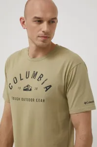Tričko Columbia pánský, zelená barva, s potiskem