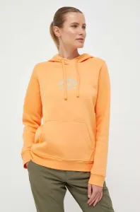 Mikina Columbia dámská, oranžová barva, s kapucí, s potiskem