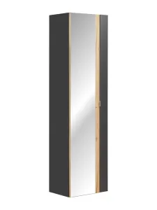 Comad Koupelnová skříňka sloupek se zrcadlem Capri 803 1D černý mat/dub kraft zlatý