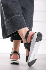 Černé kožené platformové sandály Salys #5992101