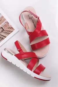 Červené kožené platformové sandály Lorena #3429778
