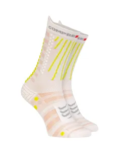 COMPRESSPORT Cyklistické ponožky klasické - AERO - bílá/žlutá 39-41