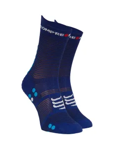 COMPRESSPORT Cyklistické ponožky klasické - PRO RACING V4.0 RUN HIGH - modrá 35-38