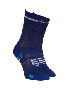 COMPRESSPORT Cyklistické ponožky klasické - PRO RACING V4.0 RUN HIGH - modrá 42-44