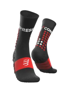 COMPRESSPORT Cyklistické ponožky klasické - ULTRA TRAIL - černá/červená 45-48