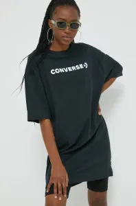 Bavlněné šaty Converse černá barva, s potiskem