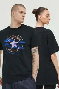Bavlněné tričko Converse černá barva, s potiskem #5309515