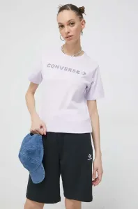 Bavlněné tričko Converse fialová barva #6110339