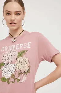 Bavlněné tričko Converse růžová barva #6110705