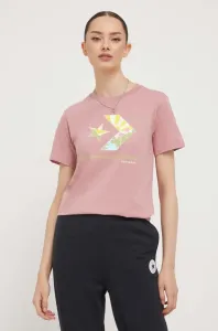 Bavlněné tričko Converse růžová barva #5969831