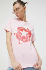 Bavlněné tričko Converse růžová barva